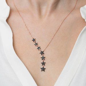 Black Stone Star Pendant Necklace for Women, Retirement Gifts For Women